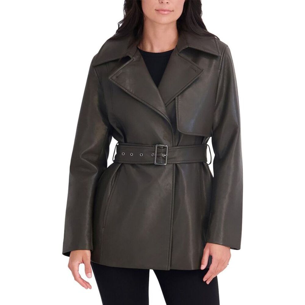 Kenneth Cole Womens Faux Leather Jacket